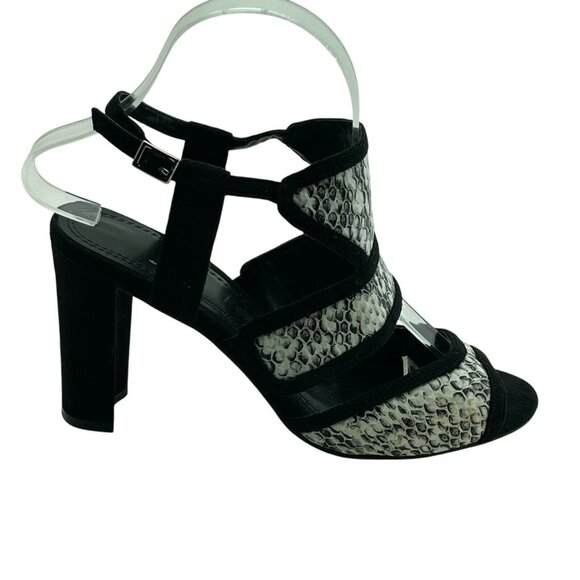 IMPO Shoes Sz 7M Black/White Reptile Print Sandals - Picture 4 of 7